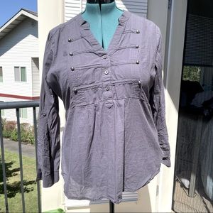 Torrid Size 0 DARK GREY MILITARY POPLIN BLOUSE